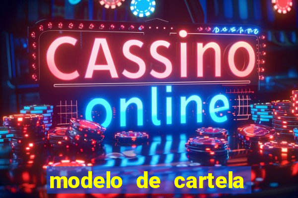 modelo de cartela de bingo em branco